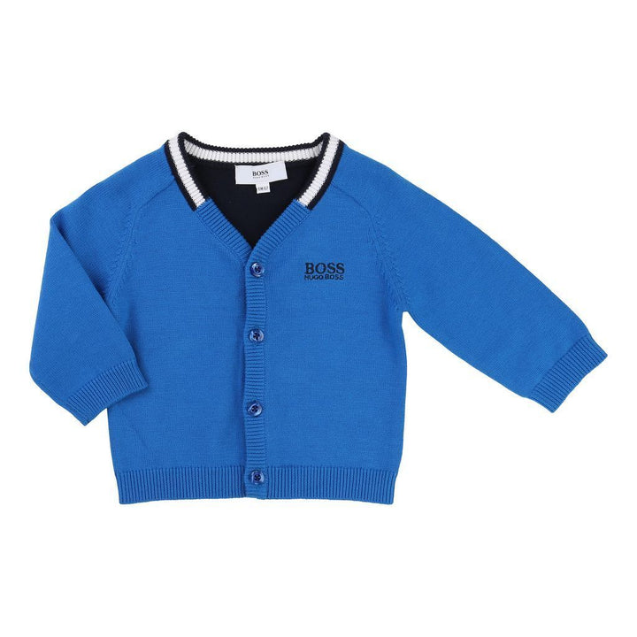 BOSS-KNITTED CARDIGAN-J05513-76N TURQUOISE-Default-BOSS-kids atelier