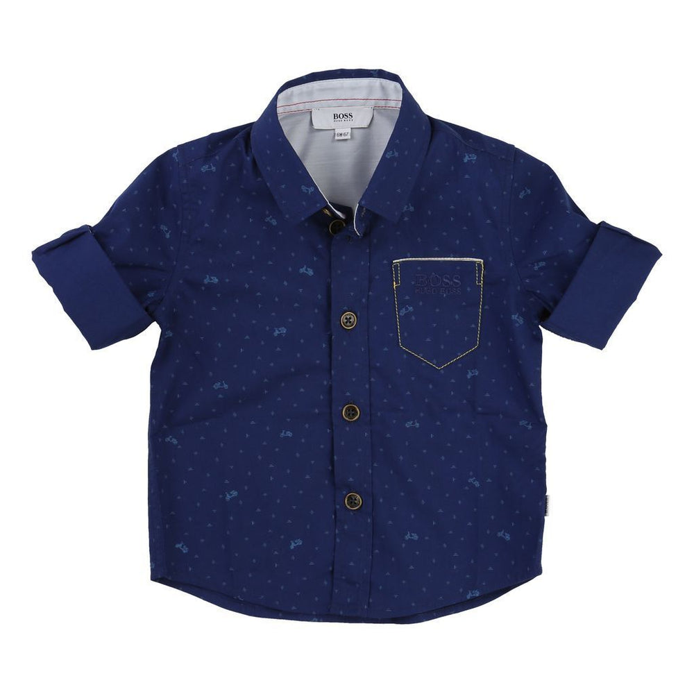 BOSS-LONG SLEEVED SHIRT-J05511-828 BLUE-Default-BOSS-kids atelier