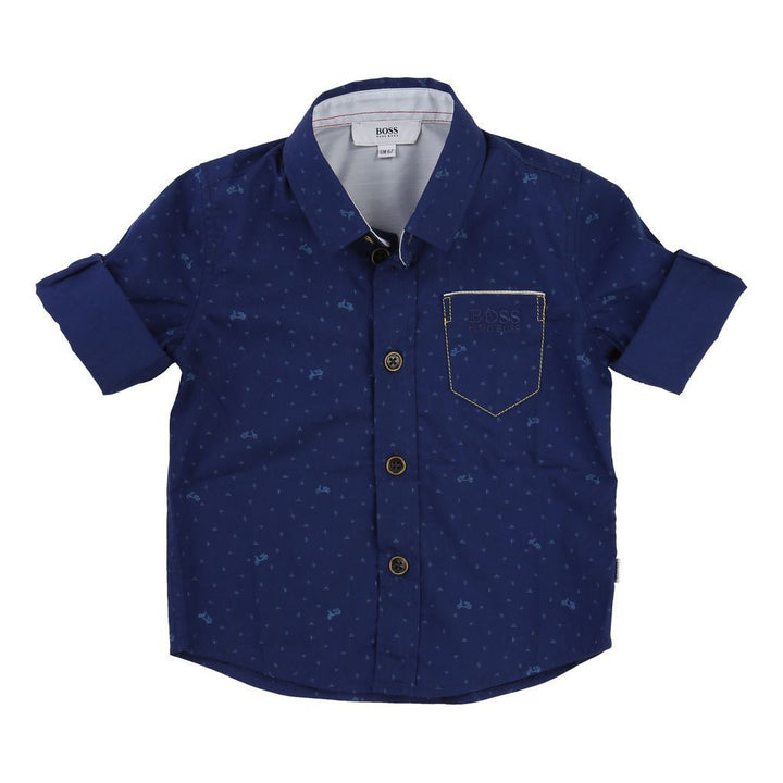 BOSS-LONG SLEEVED SHIRT-J05511-828 BLUE-Default-BOSS-kids atelier