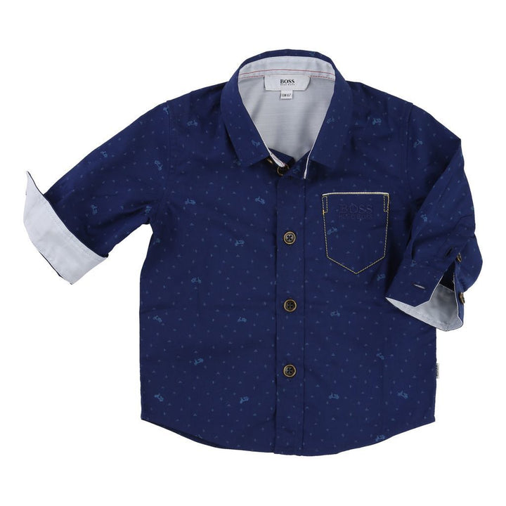 BOSS-LONG SLEEVED SHIRT-J05511-828 BLUE-Default-BOSS-kids atelier