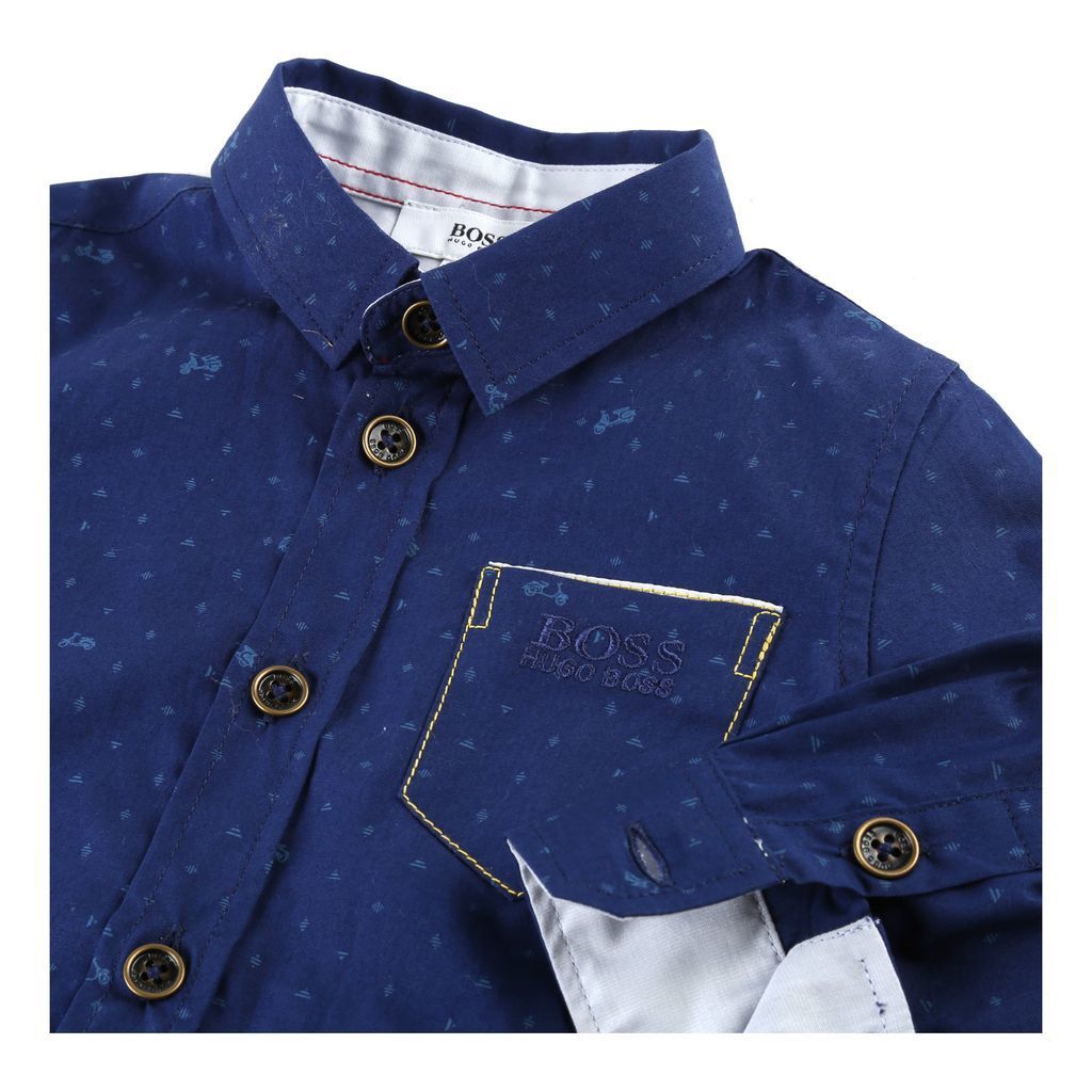 BOSS-LONG SLEEVED SHIRT-J05511-828 BLUE-Default-BOSS-kids atelier