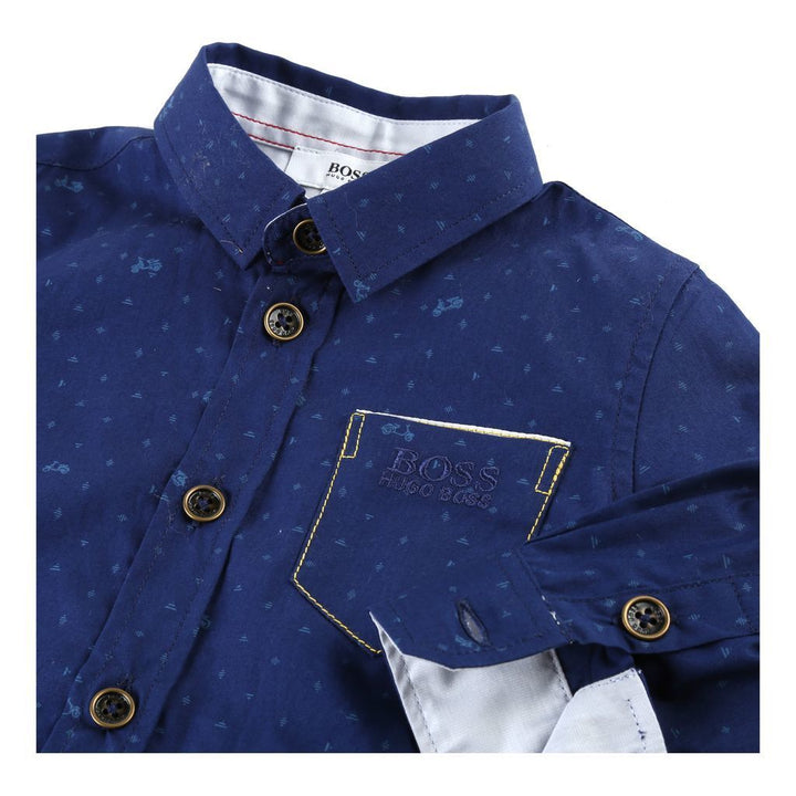 BOSS-LONG SLEEVED SHIRT-J05511-828 BLUE-Default-BOSS-kids atelier