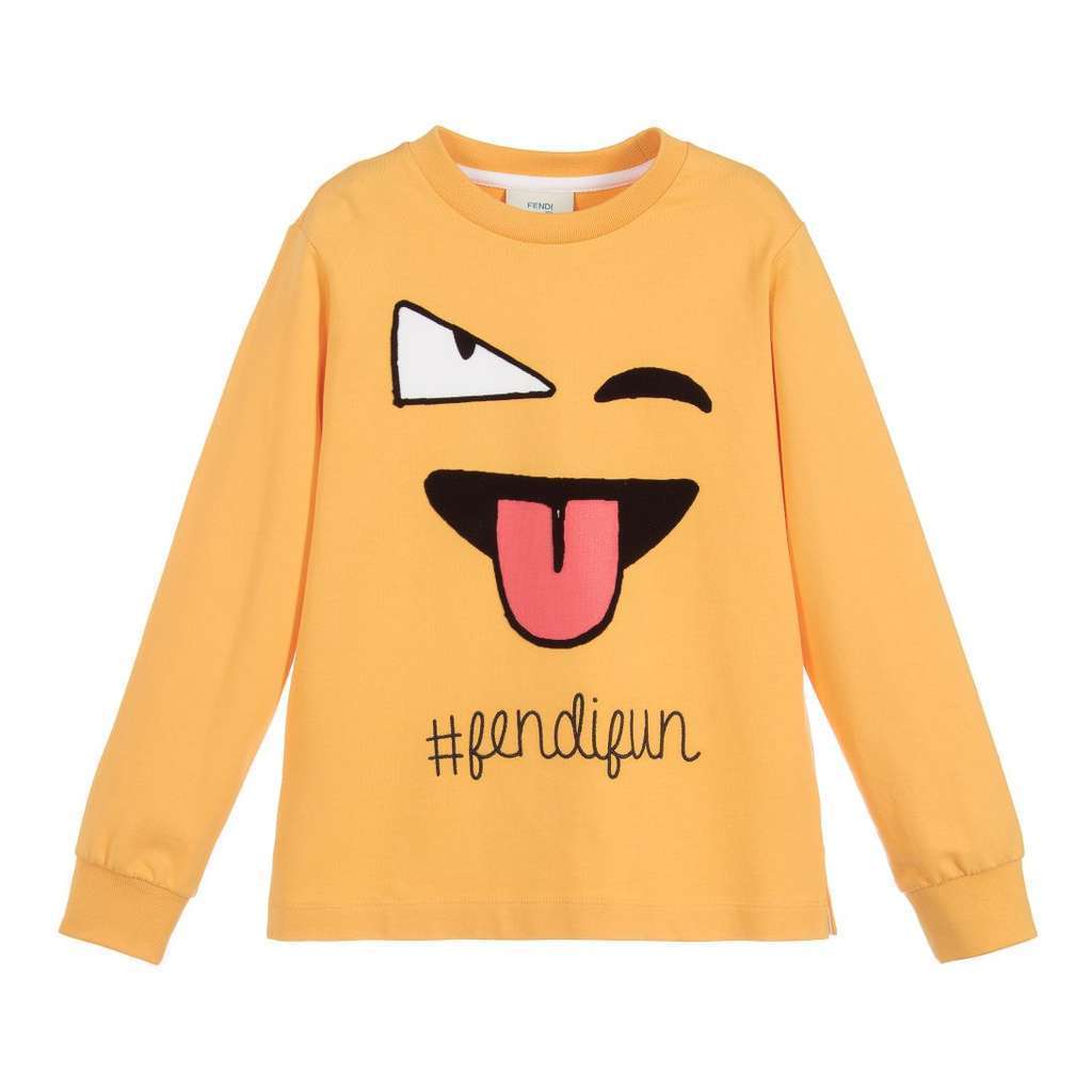 Fendi Yellow Winking Face Sweater-Sweaters-Fendi-kids atelier