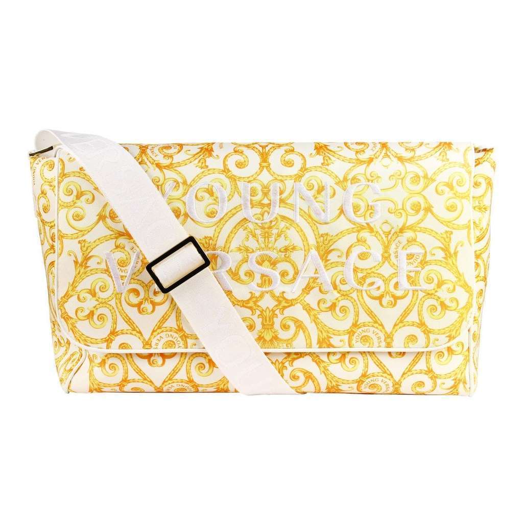 Young Versace White & Gold Diaper Bag-Accessories-Young Versace-ONE SIZE-Gold-kids atelier