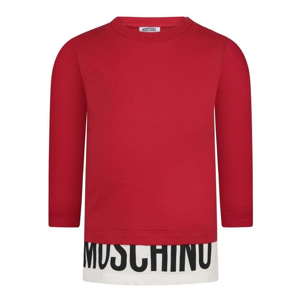 Moschino Red Logo Hem Sweat Top-T-Shirt-Moschino-kids atelier