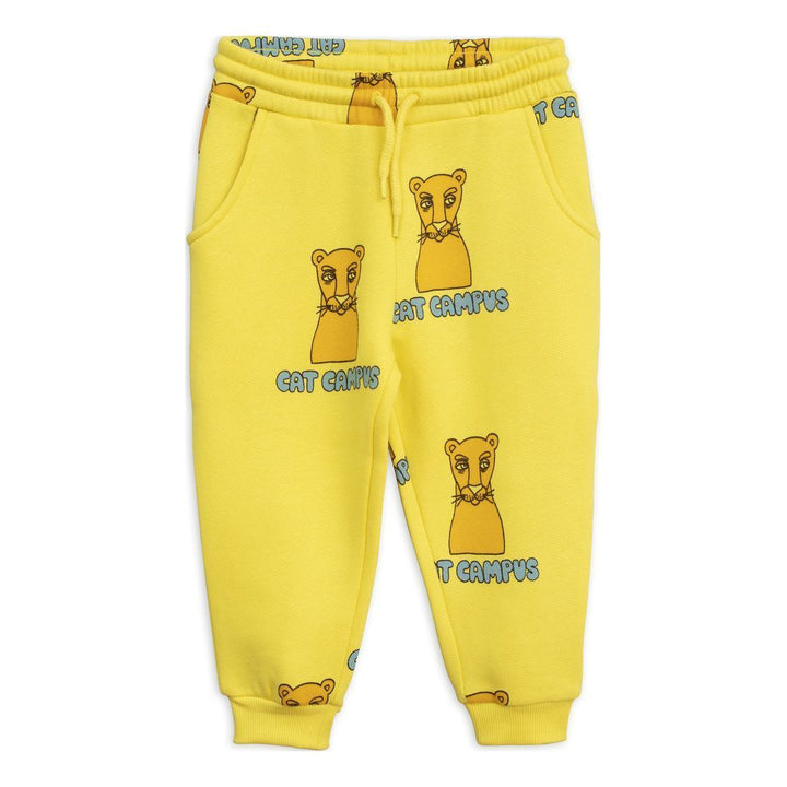 Mini Rodini Yellow Cat Sweatpants-Pants-Mini Rodini-kids atelier