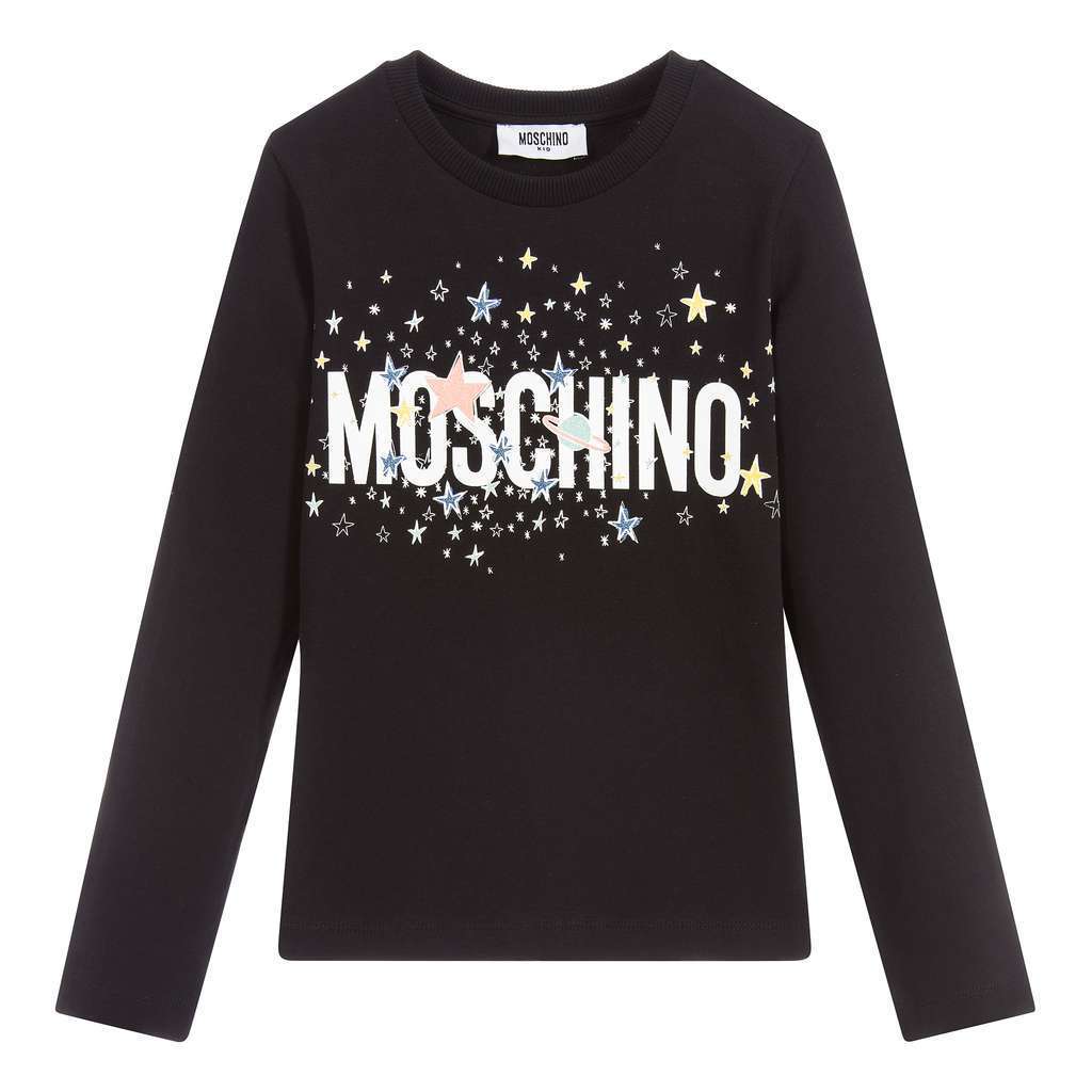 MOSCHINO BLACK STAR LOGO GRAPHIC T-SHIRT-T-Shirt-Moschino-kids atelier