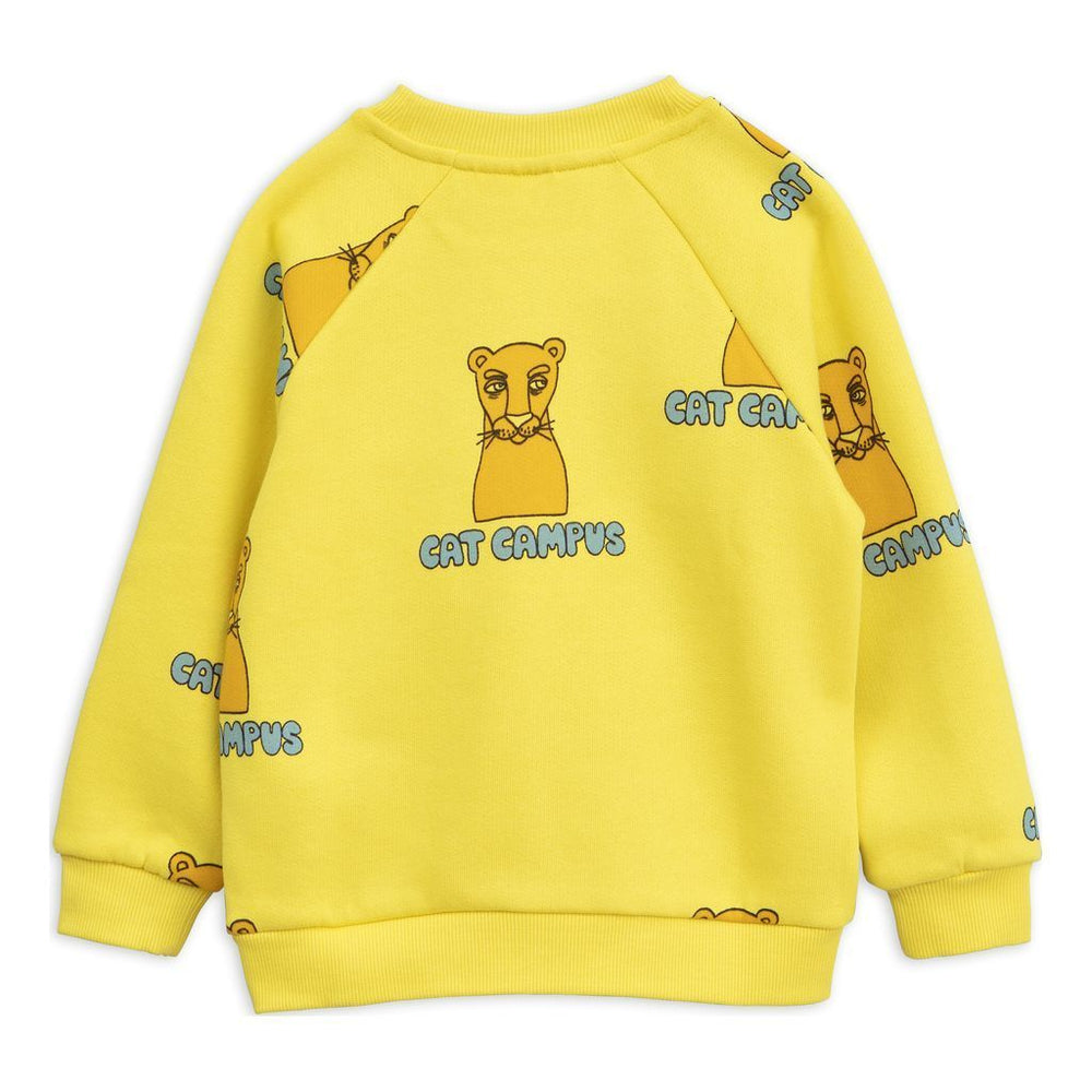 Mini Rodini Yellow Cat Sweatshirt-Sweaters-Mini Rodini-kids atelier