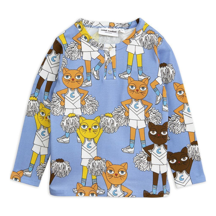 Mini Rodini Blue Cheercats T-shirt-T-Shirt-Mini Rodini-kids atelier