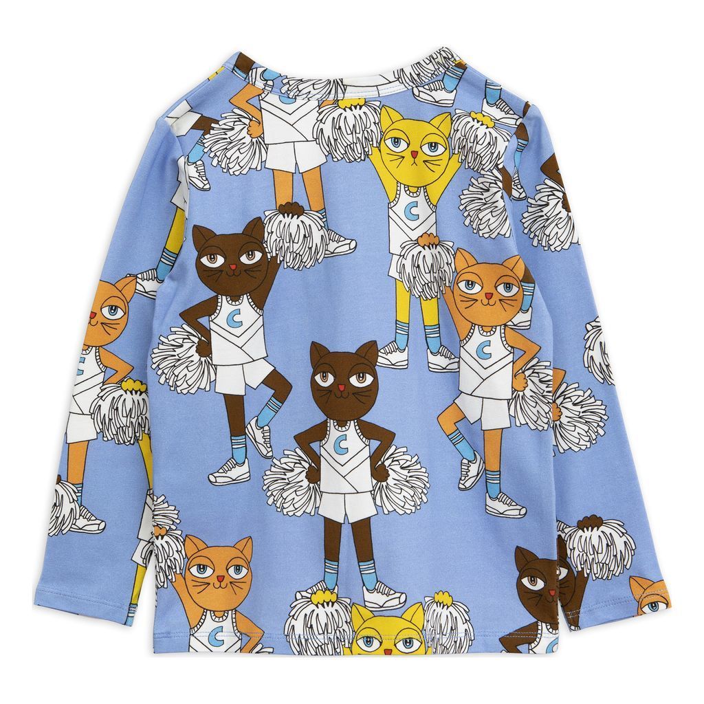Mini Rodini Blue Cheercats T-shirt-T-Shirt-Mini Rodini-kids atelier