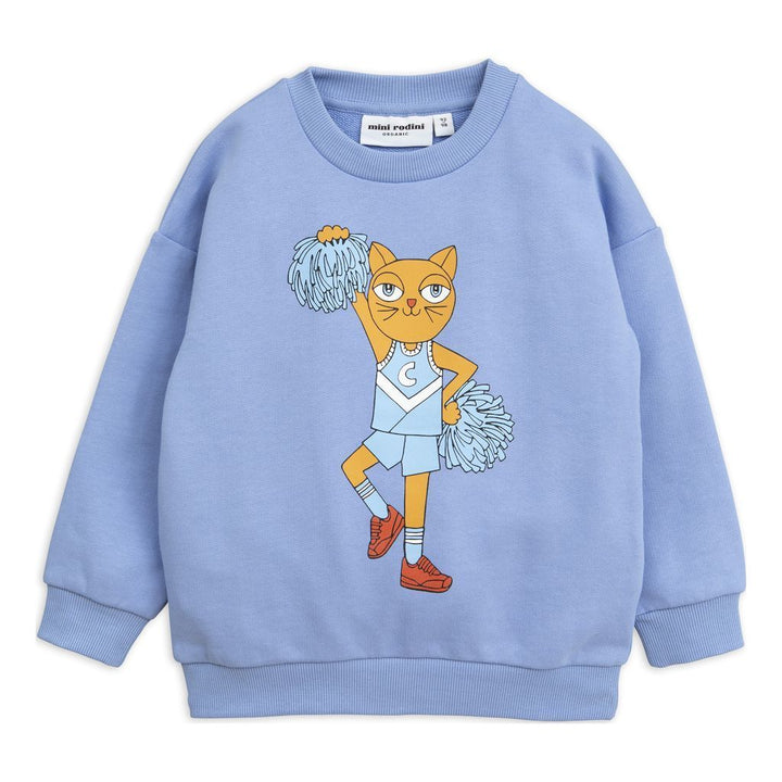 Mini Rodini Blue Cheercat Sweatshirt-Sweaters-Mini Rodini-kids atelier