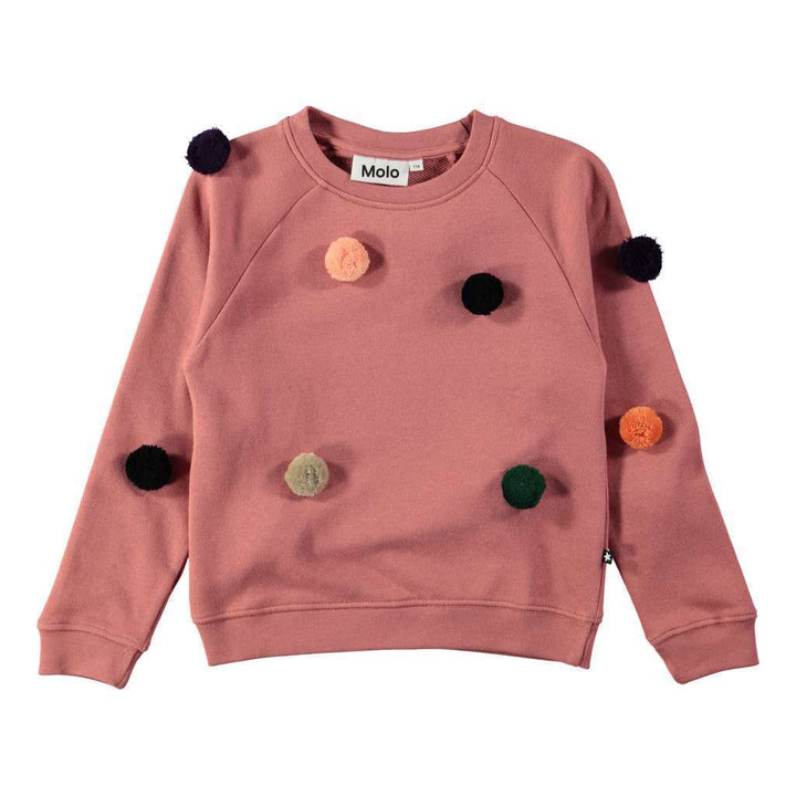 Molo Marcella Blush Pom Pom Sweatshirt-Sweaters-Molo-kids atelier