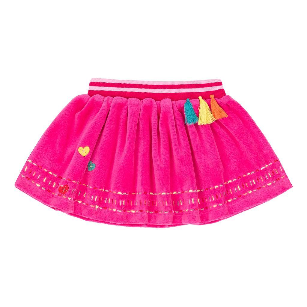 Deux Par Deux Pink Velours Skirt-Skirts-Deux Par Deux-kids atelierdeux-par-deux-pink-velours-skirt-a20c80-673
