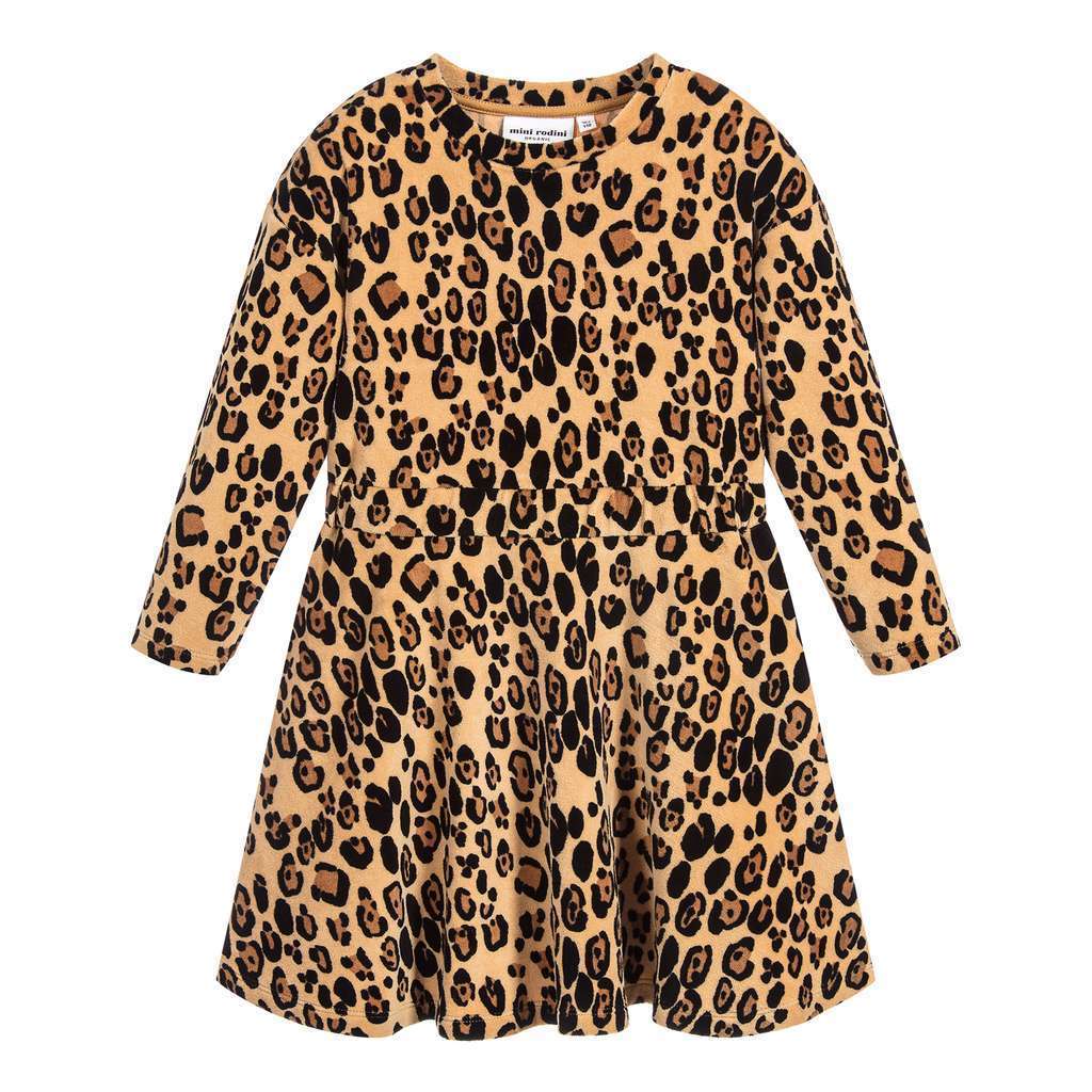 Mini Rodini Leopard Velour Dress-Dresses-Mini Rodini-kids atelier