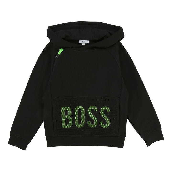 Boss Black Lime Green Logo Hoodie-Sweaters-BOSS-kids atelier