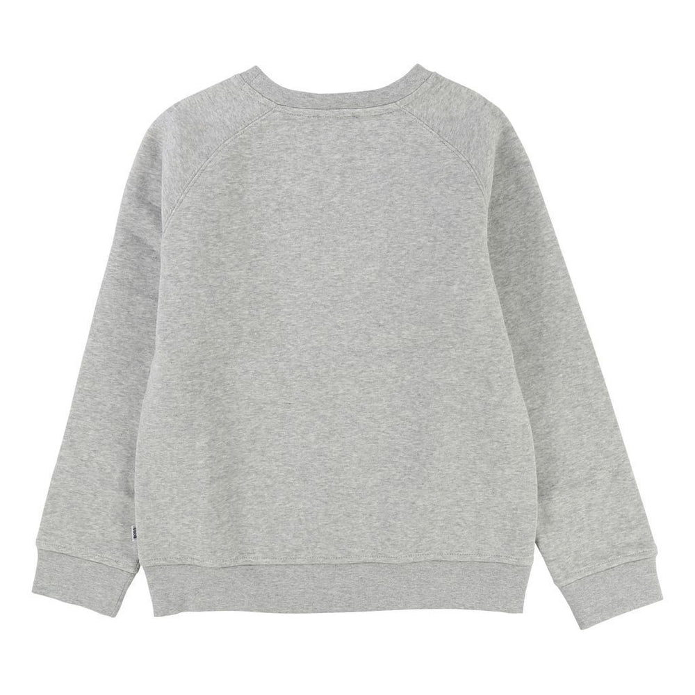 Boss Light Gray Yellow Stitch Logo Sweatshirt-Sweaters-BOSS-kids atelier