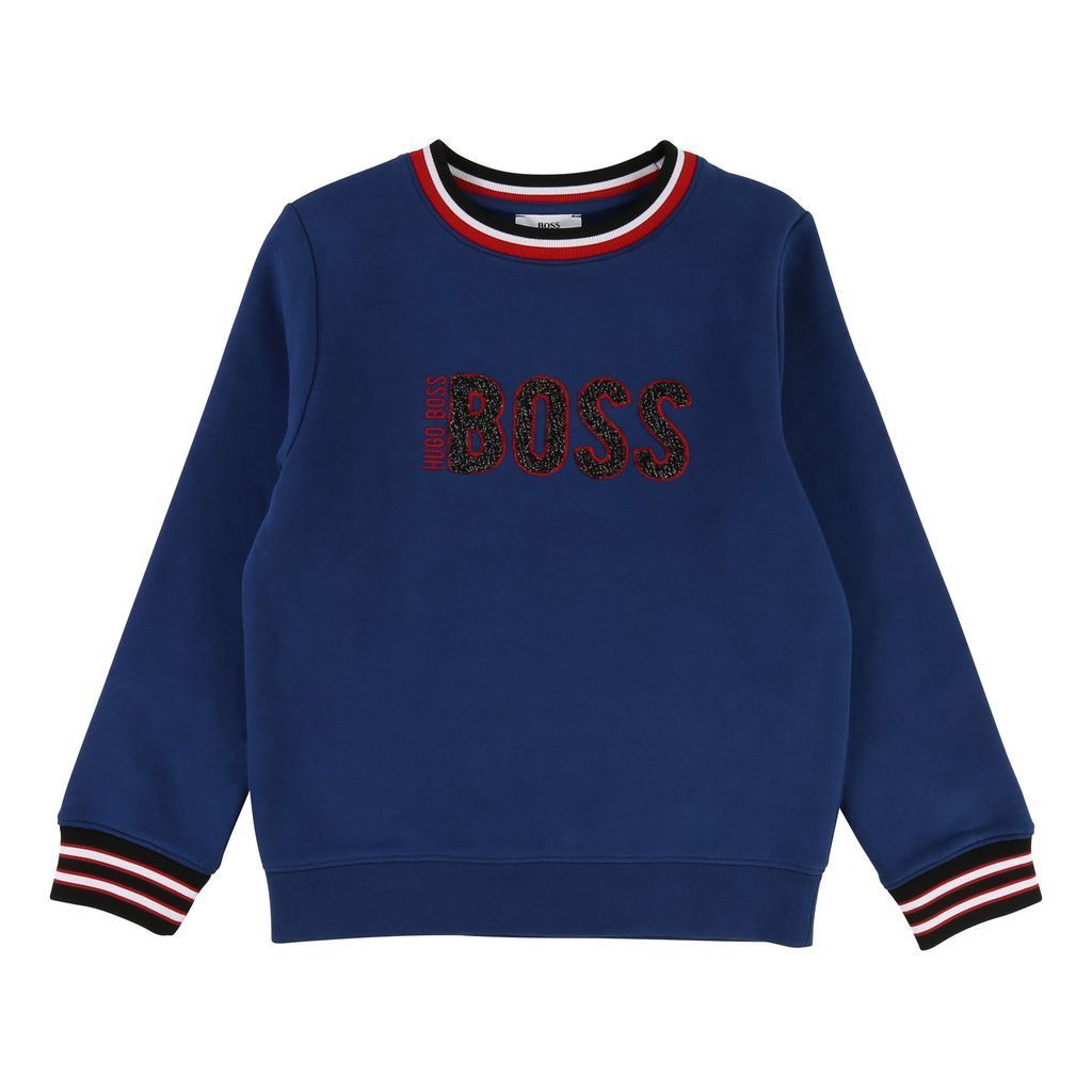 Boss Navy Blue Stitched Sweatshirt-Sweaters-BOSS-kids atelier