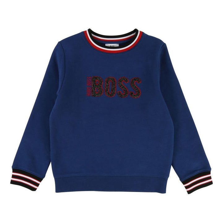 Boss Navy Blue Stitched Sweatshirt-Sweaters-BOSS-kids atelier