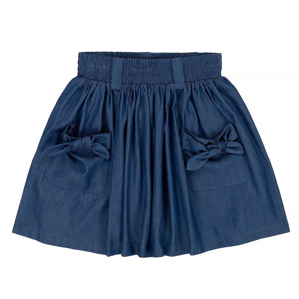 Deux Par Deux Blue Tencel Skirt a30g80-099-