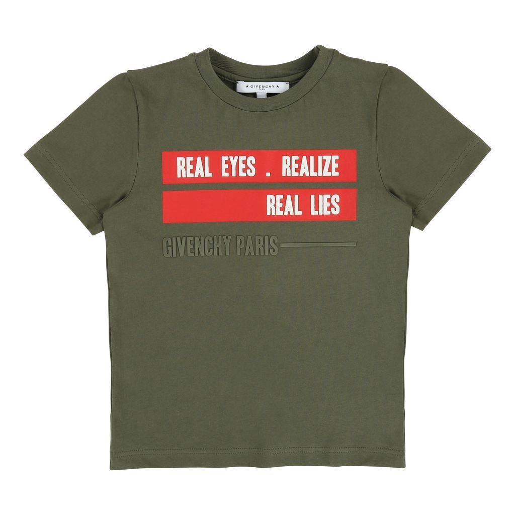 Givenchy Army Green "Realize" Short Sleeve T-S-h25034-64h-