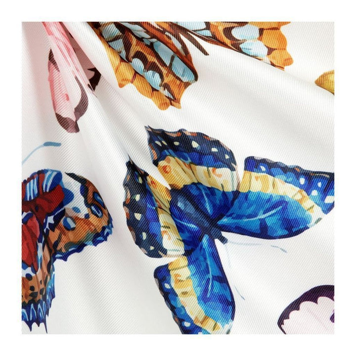 Charabia White Satin Butterfly A-Line Dress-ne52b-