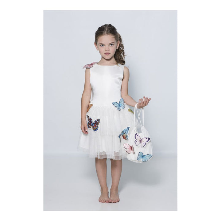 Charabia White Satin Butterfly Tulle Dress-ne57c-