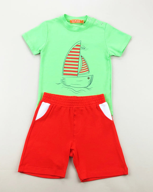Green Sailboat Outfit Set