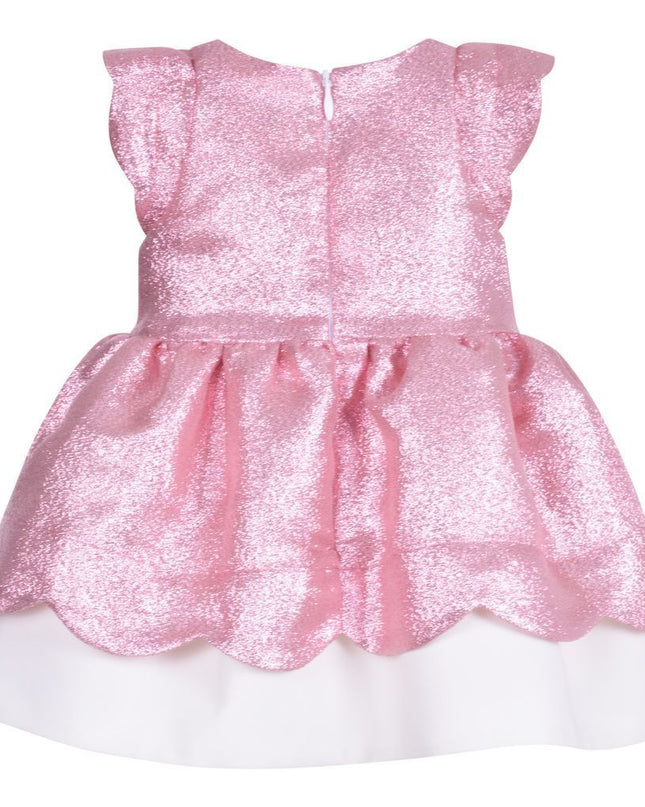Pink Scalloped Bodice Dress+Bloomers