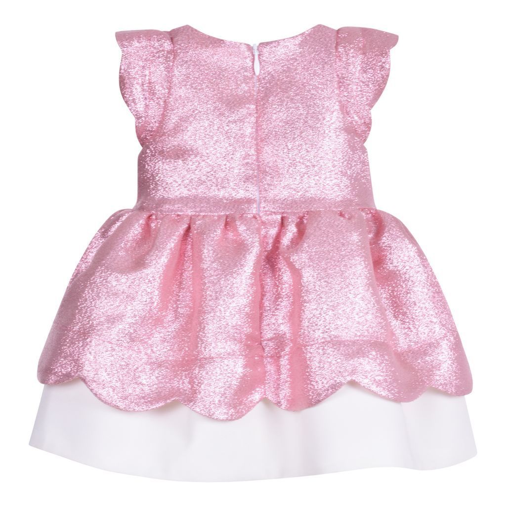 Pink Scalloped Bodice Dress+Bloomers