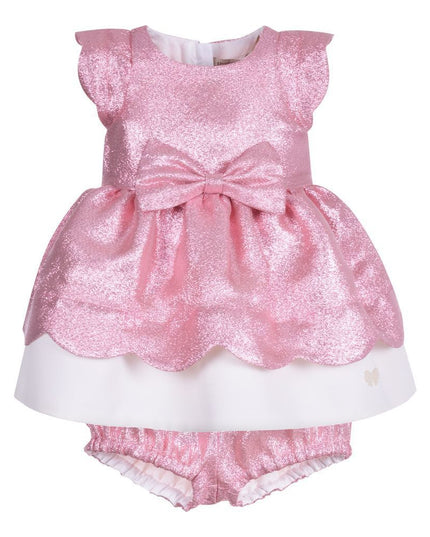 Pink Scalloped Bodice Dress+Bloomers