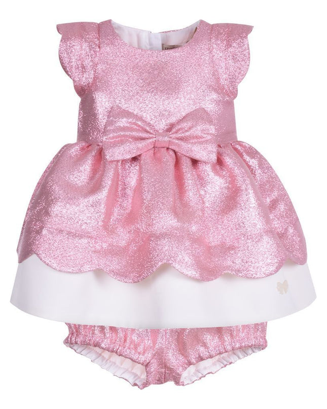 Pink Scalloped Bodice Dress+Bloomers