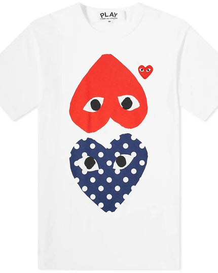 White Dotted Double Heart T-Shirt