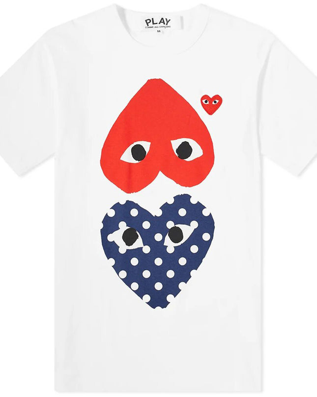 White Dotted Double Heart T-Shirt
