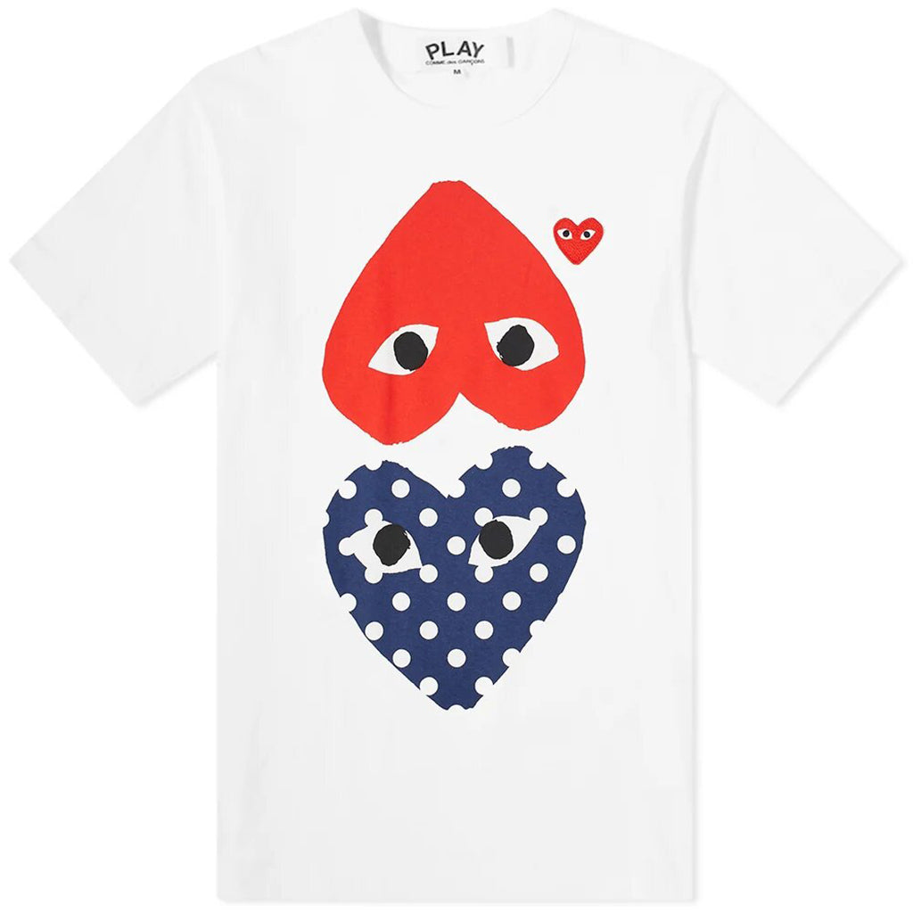 White Dotted Double Heart T-Shirt