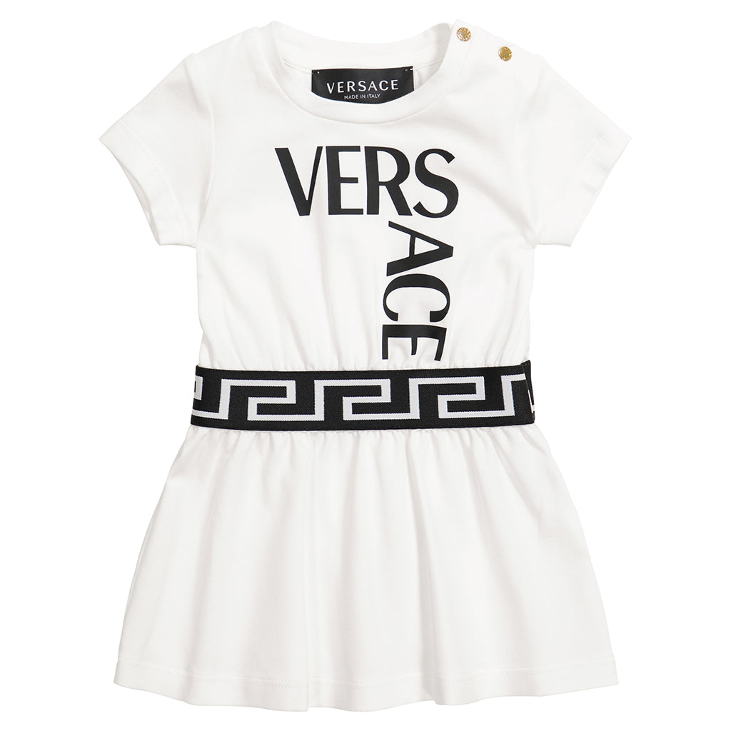 versace-White & Black Logo Accent Dress-1000355-1a01330-2w020