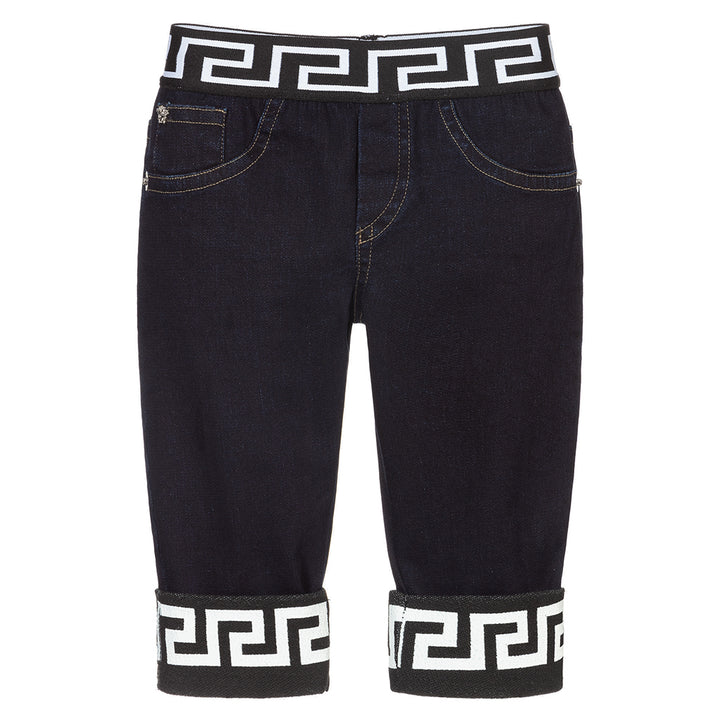 versace-Blue, Black & White Greca Jeans-1001643-1a01320-6u140