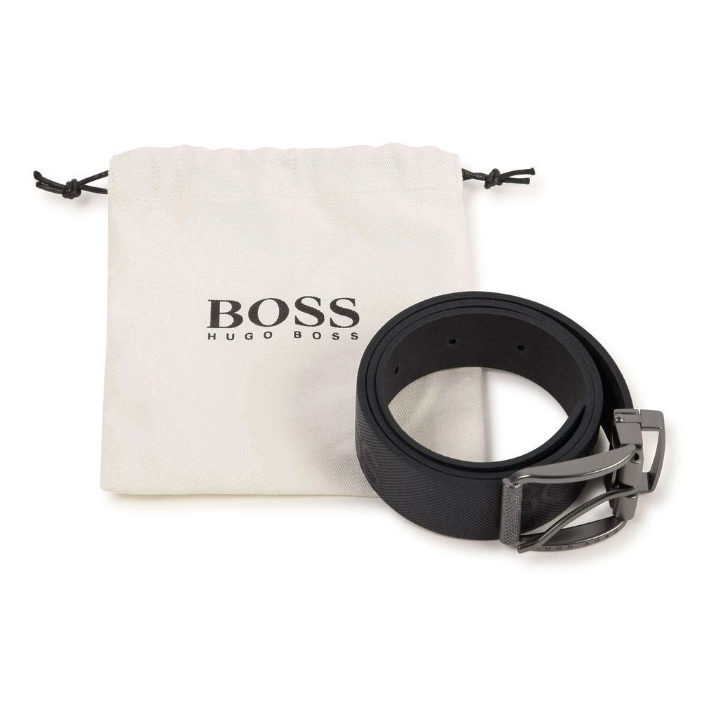 boss-Black Leather Logo Belt-j20302-09b