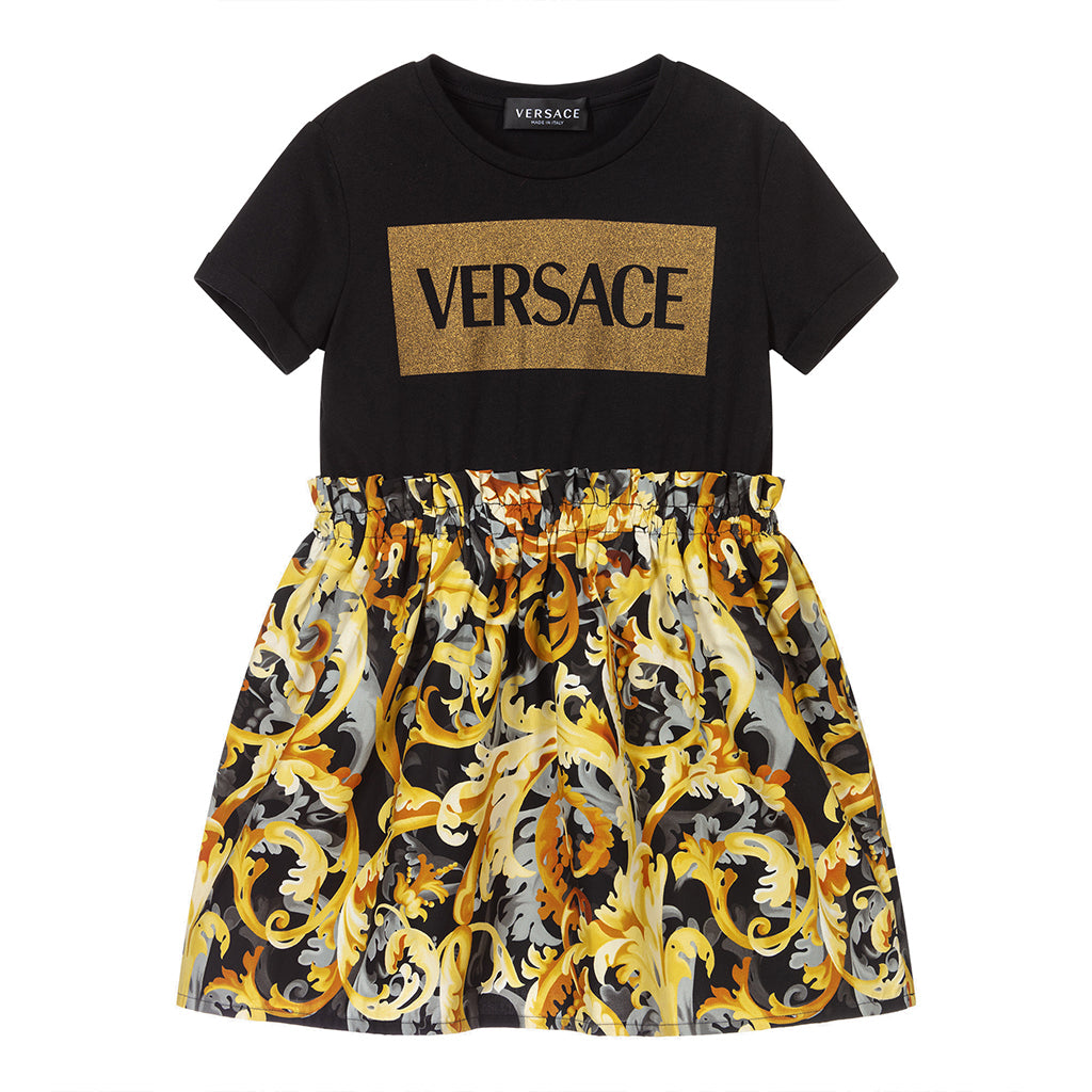 versace-Baroccoflage Print Dress-1000327-1a01400-2b130-black-gold