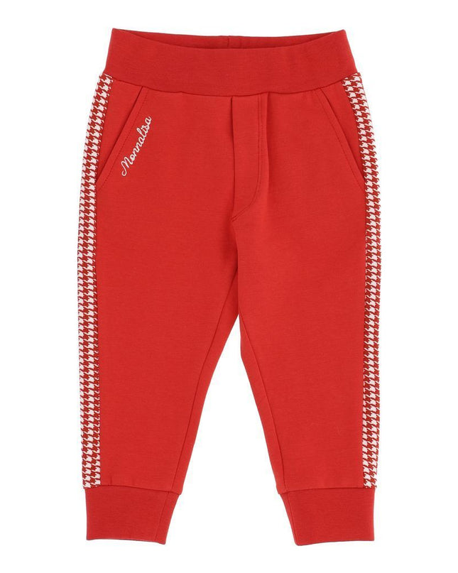 monnalisa-Red Cotton Trousers-398406rd-8018-0043