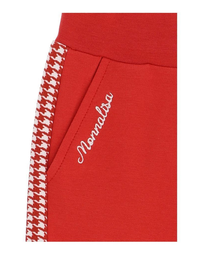 monnalisa-Red Cotton Trousers-398406rd-8018-0043