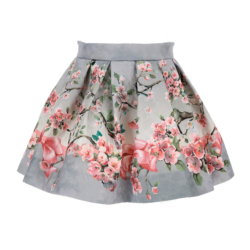 monnalisa-Gray Floral Skirt-118701-8656-0032