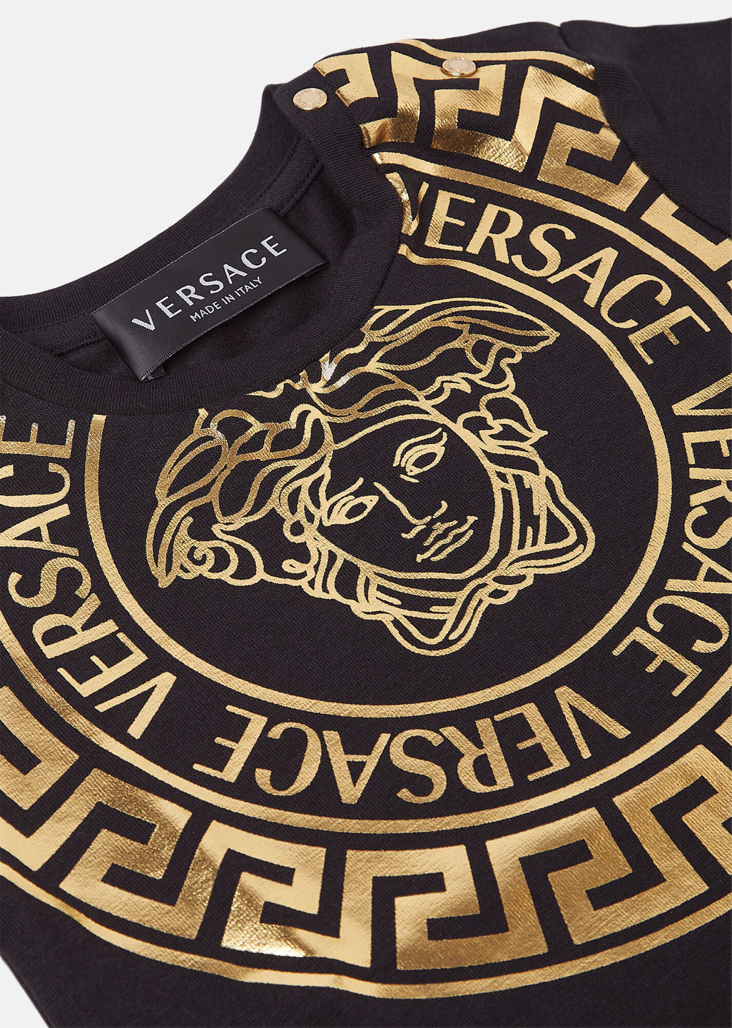 versace-Black & Gold Medusa Lamé T-Shirt-1000152-1a01341-2b130