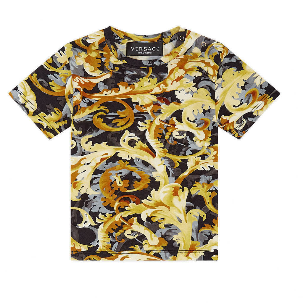 versace-Black & Gold Baroccoflage T-Shirt-1000102-1a01369-5b000