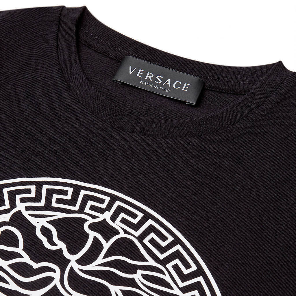 versace-Black & White Medusa Print T-Shirt-1000239-1a00290-2b020