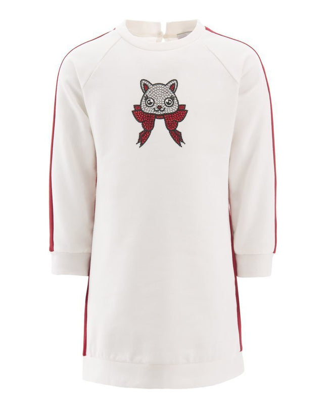 Red Crystal Cat Jersey Dress
