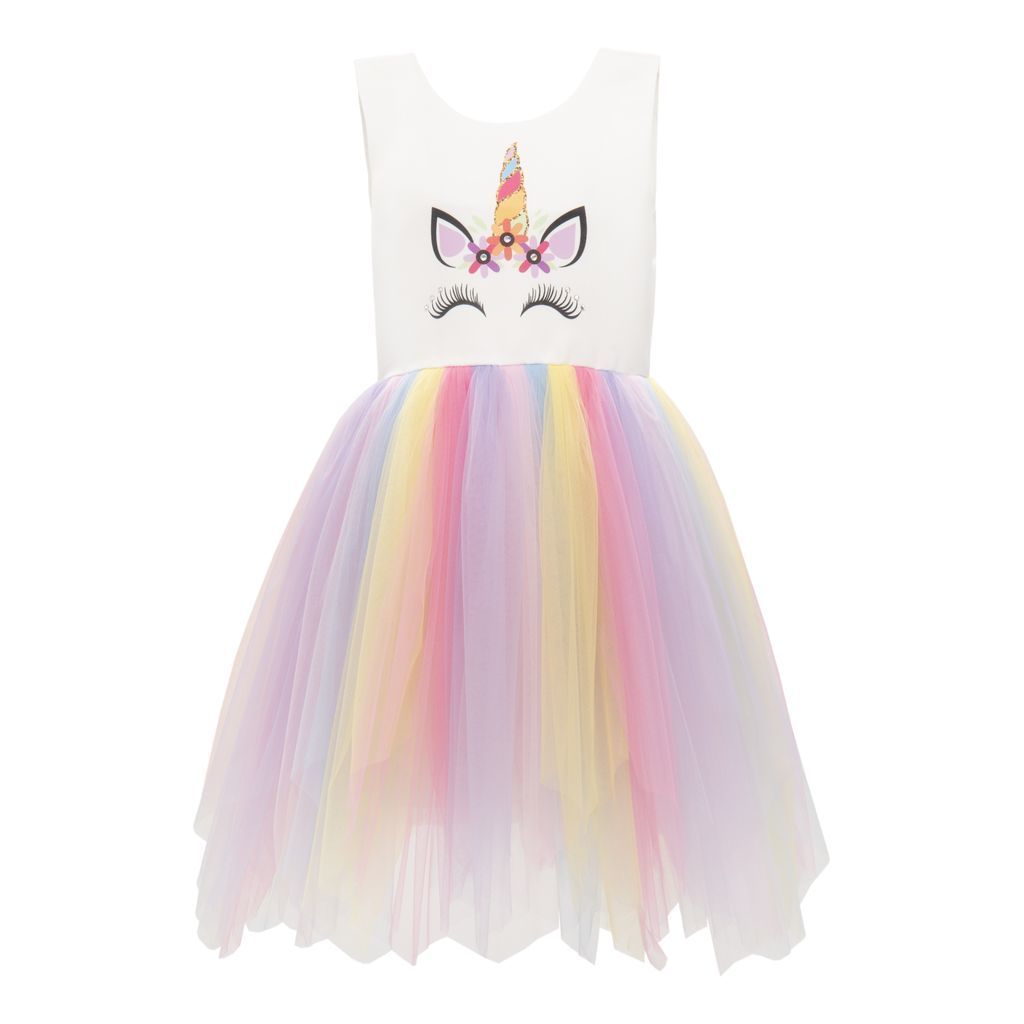 White Unicorn Rainbow Dress