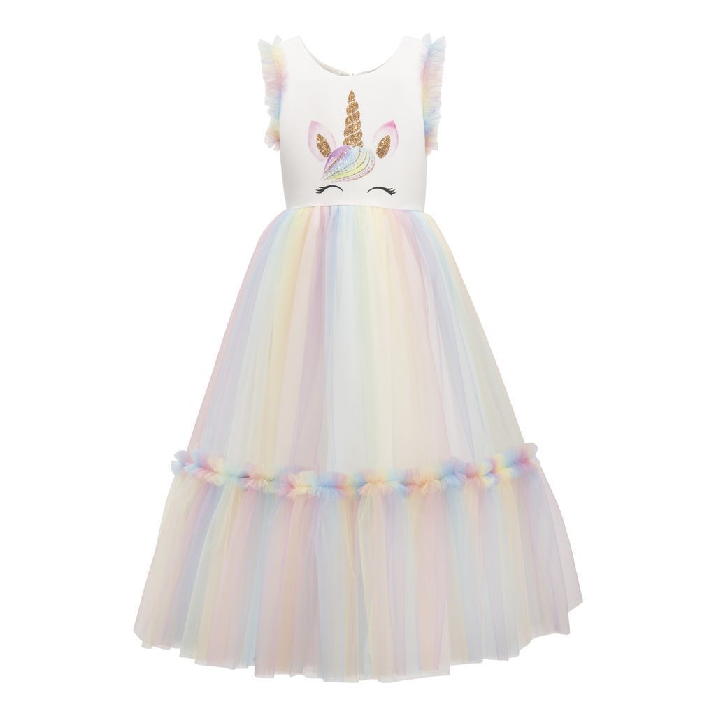 Multicolor Unicorn Pleated Gown