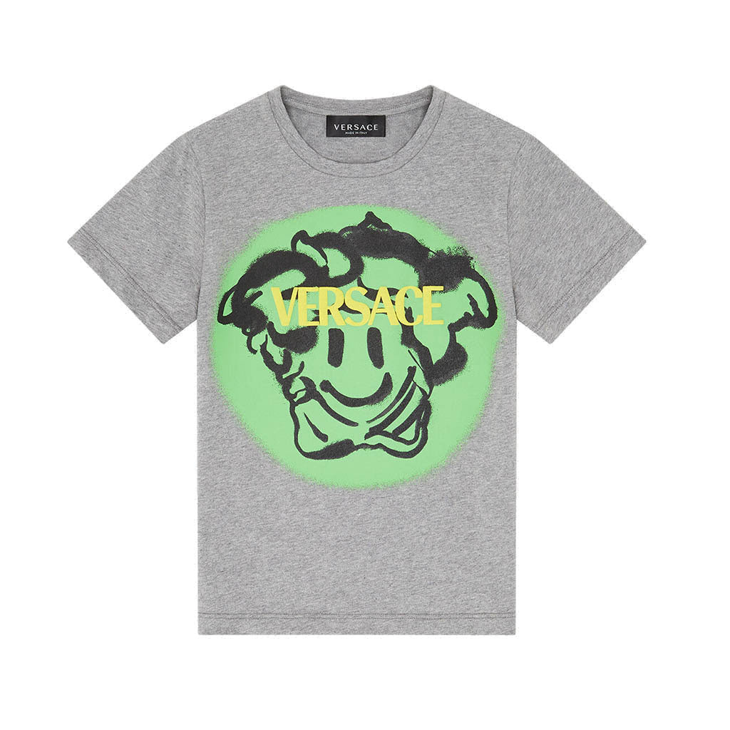 versace-Melangegray Medusa Smile T-Shirt-1000129-1a01872-2e150