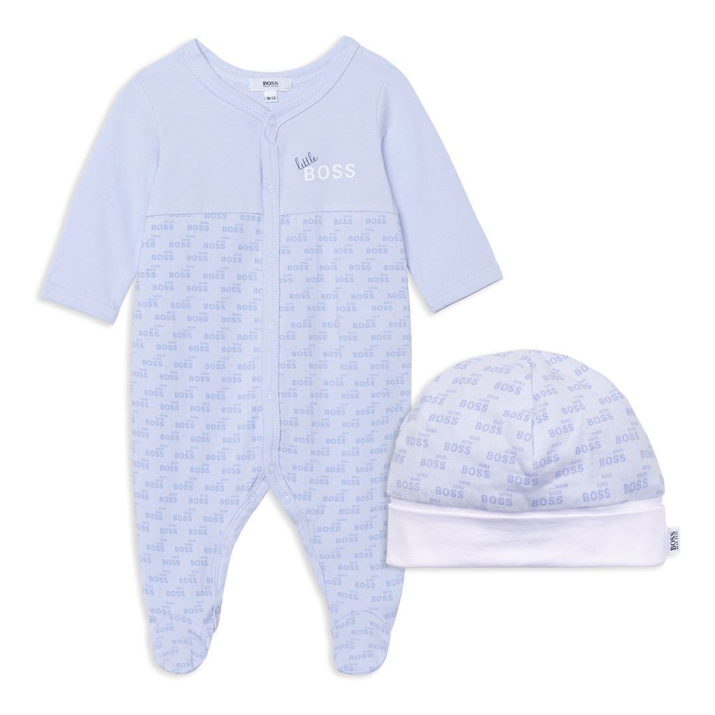 boss-Blue Pyjamas & Pull On Hat Set-j98329-771