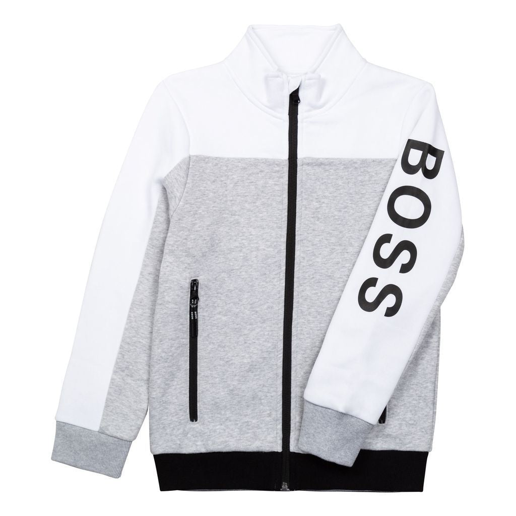 boss-Gray & White Sweatshirt-j25n11-a32